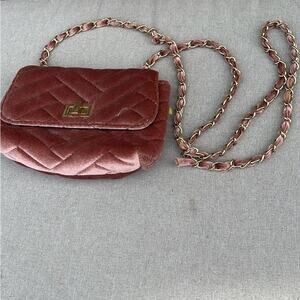 Steve Madden mauve pink Quilted Velvet small purse gold hardware